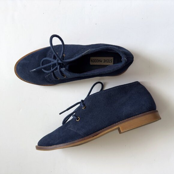 Steve Madden Droid Navy Blue Lace-Up Booties - Picture 1 of 10